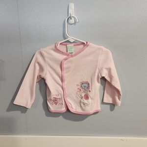 Pink Long Sleeve 6/9 Months Button Up Embroidered Girls Baby Togs